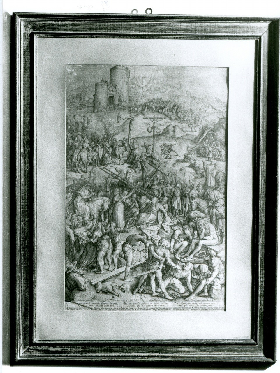 Crocifissione sul Calvario, crocifissione (stampa) di Matham Jacob (sec. XVII)