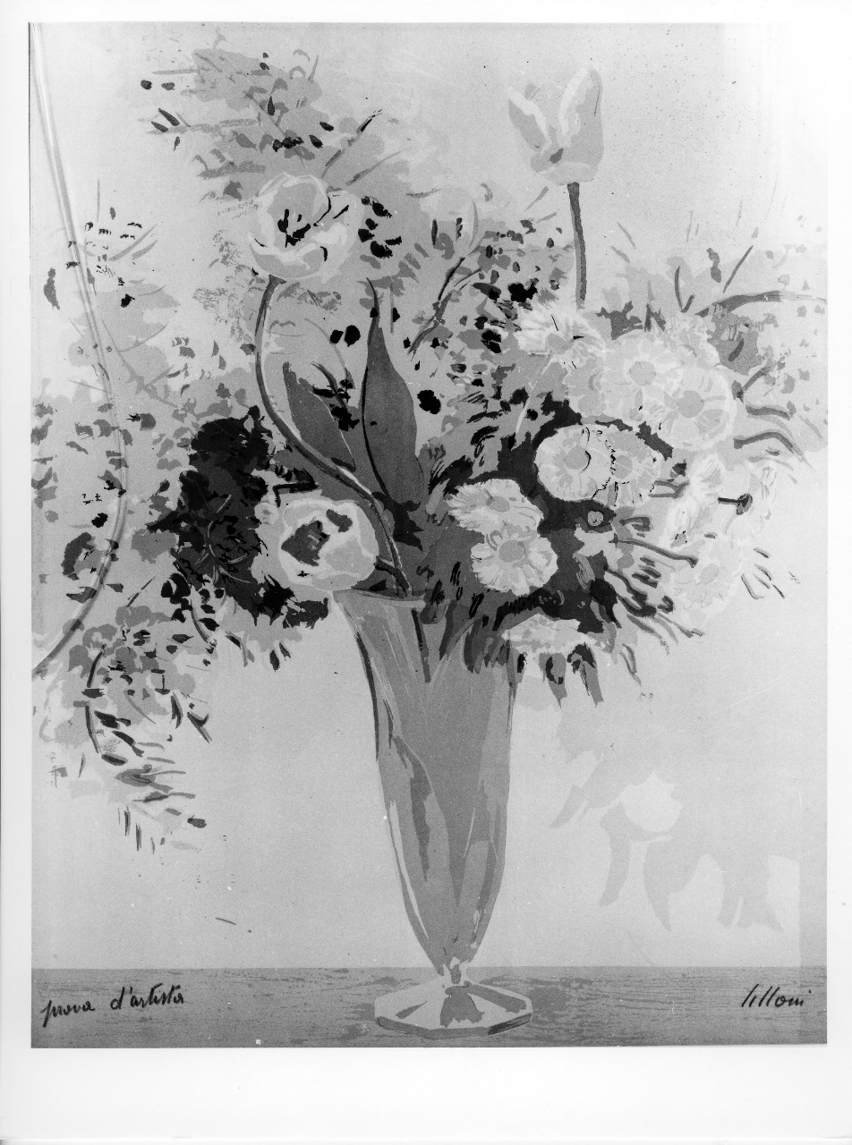 vaso con fiori (stampa a colori) di Lilloni Umberto (sec. XX)