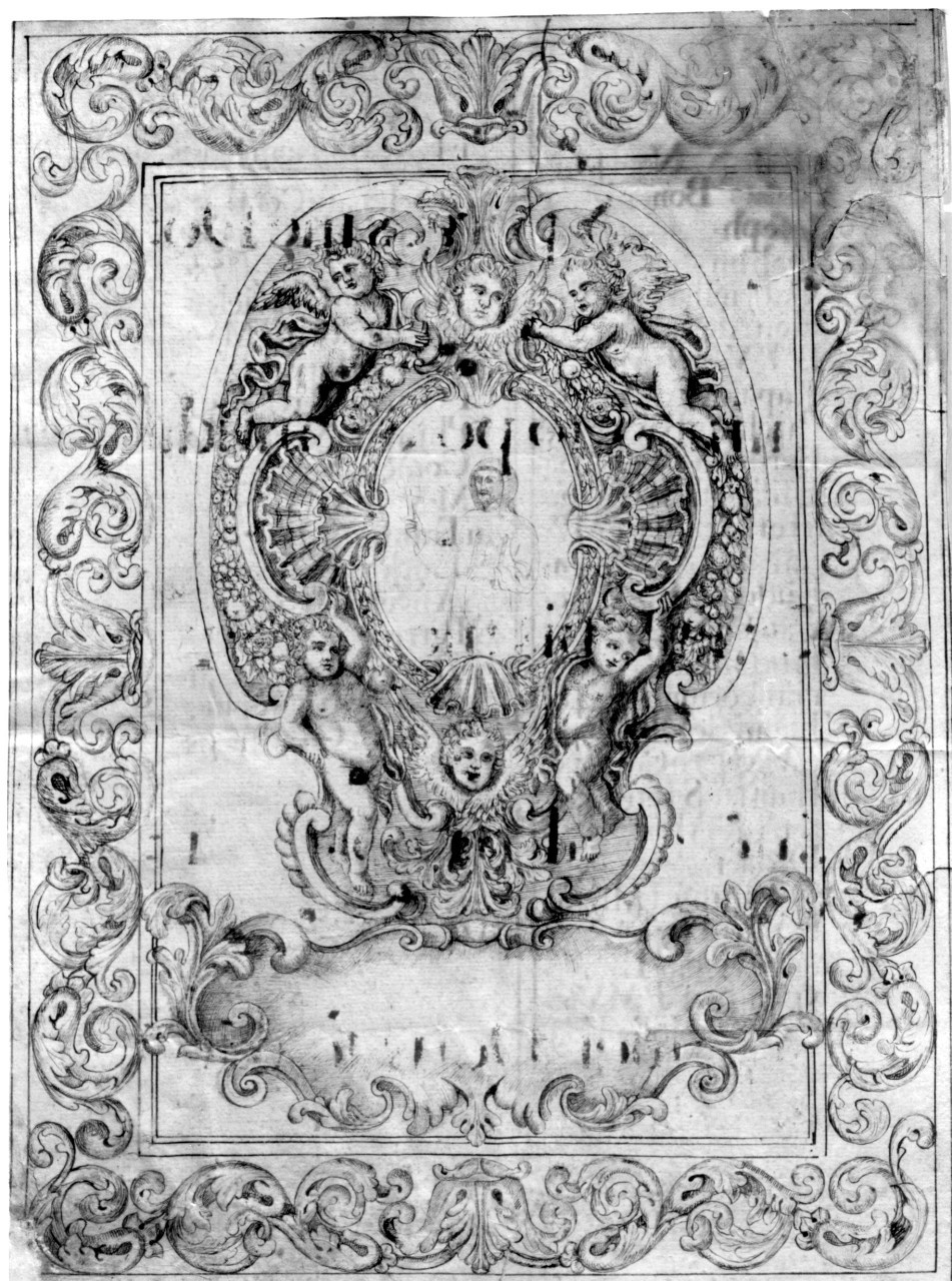 stemma con cartiglio (disegno) - ambito fiorentino (primo quarto sec. XVII)