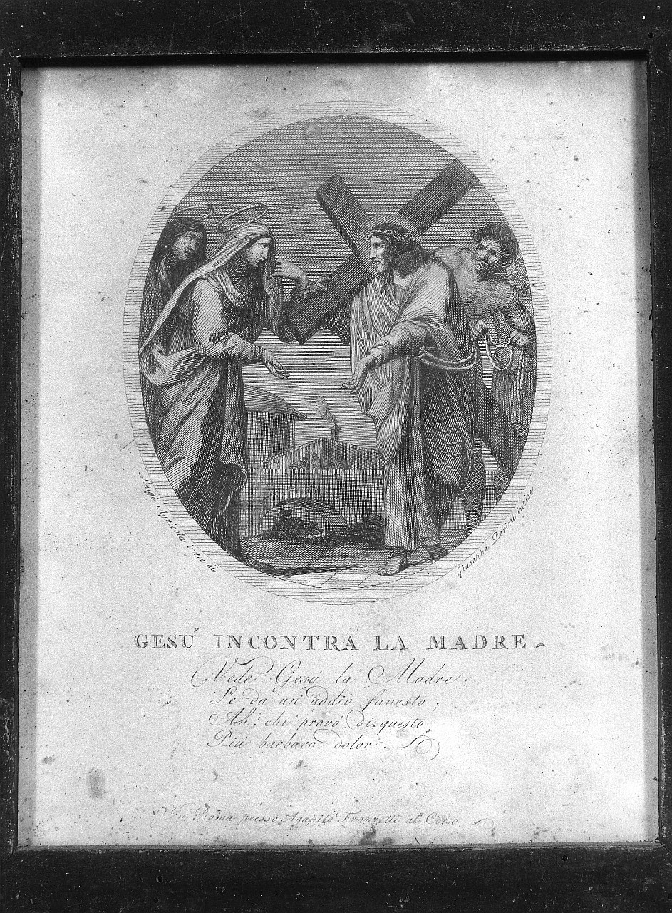 stazione IV: Gesù incontra la Madonna (stampa, elemento d'insieme) di Agricola Luigi (attribuito), Petrini Giovanni (attribuito), Perini Giuseppe Sforza (attribuito) (fine/ inizio secc. XVIII/ XIX)