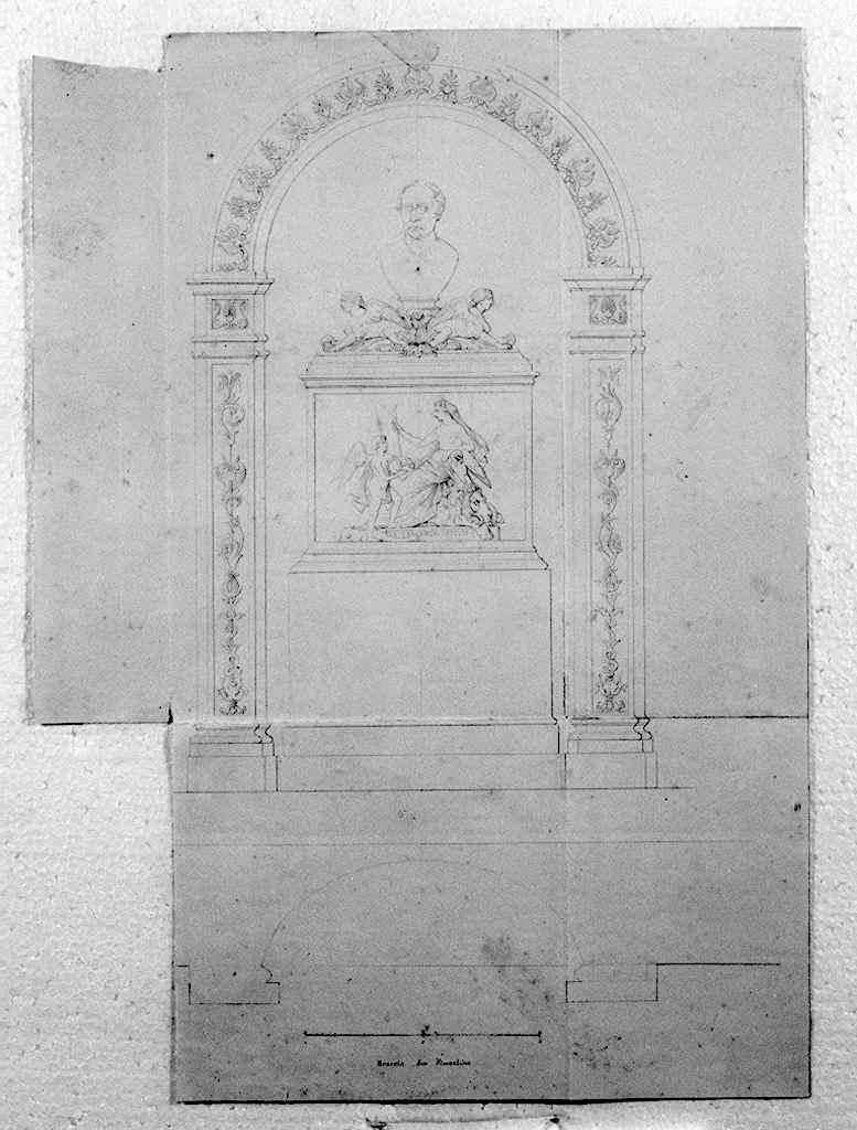 progetto per il monumento sepolcrale di Lorenzo Bartolini (disegno architettonico) di Romanelli Pasquale (sec. XIX)
