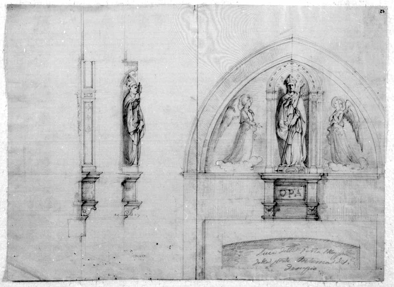 San Ludovico di Tolosa tra angeli (disegno) - ambito toscano (sec. XIX)