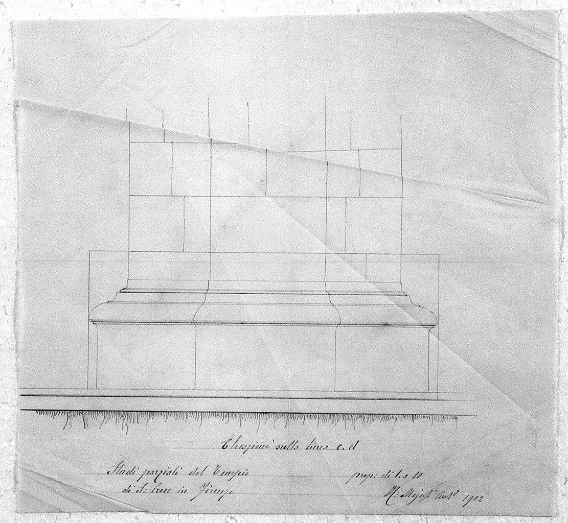 pilastro della navata della chiesa di S. Croce a Firenze (disegno architettonico) di Maiorfi Michelangelo (sec. XX)