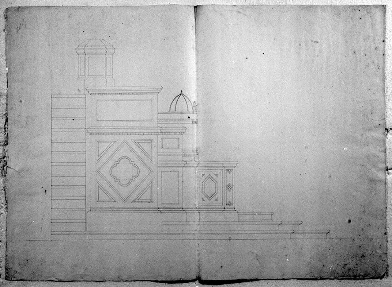 altare maggiore della chiesa di S. Croce a Firenze (disegno architettonico) di Matas NiccolÃ² (sec. XIX)