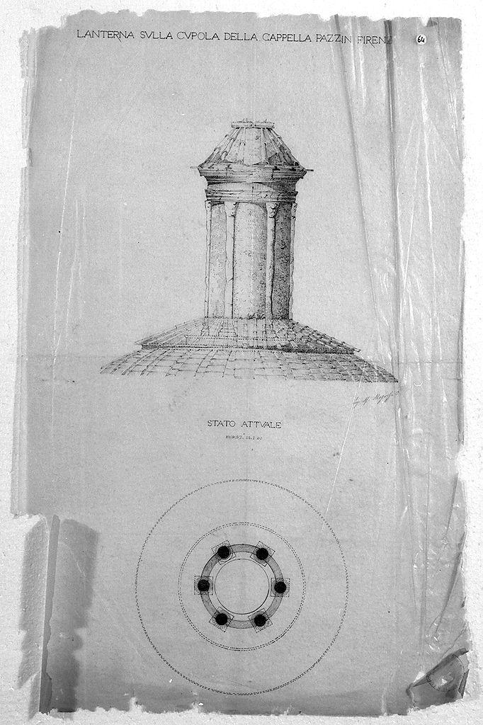 lanterna della cupola della cappella Pazzi a Firenze (disegno architettonico) di Maiorfi Michelangelo (sec. XIX)