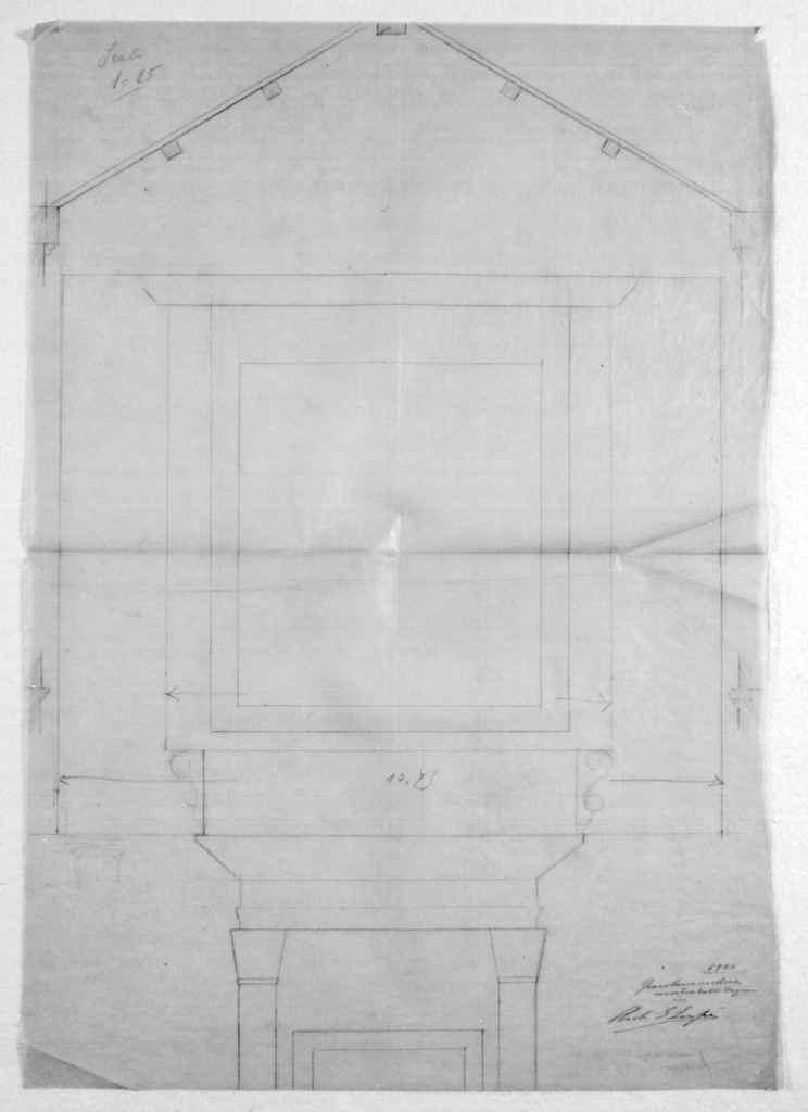 organo della chiesa di S. Croce a Firenze (disegno architettonico) di Cerpi Ezio (sec. XX)