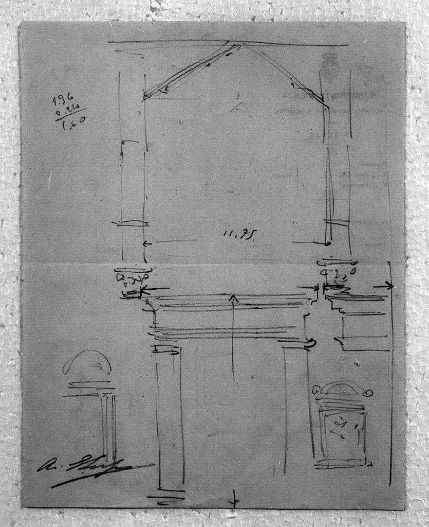 schizzo di portale tra due finestre (disegno architettonico) di Cerpi Ezio (sec. XX)