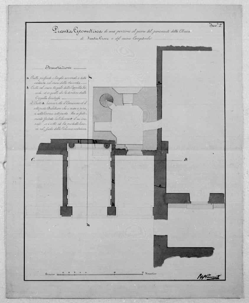 pianta del pavimento della chiesa di S. Croce a Firenze (disegno architettonico) di Poccianti Pasquale (sec. XIX)