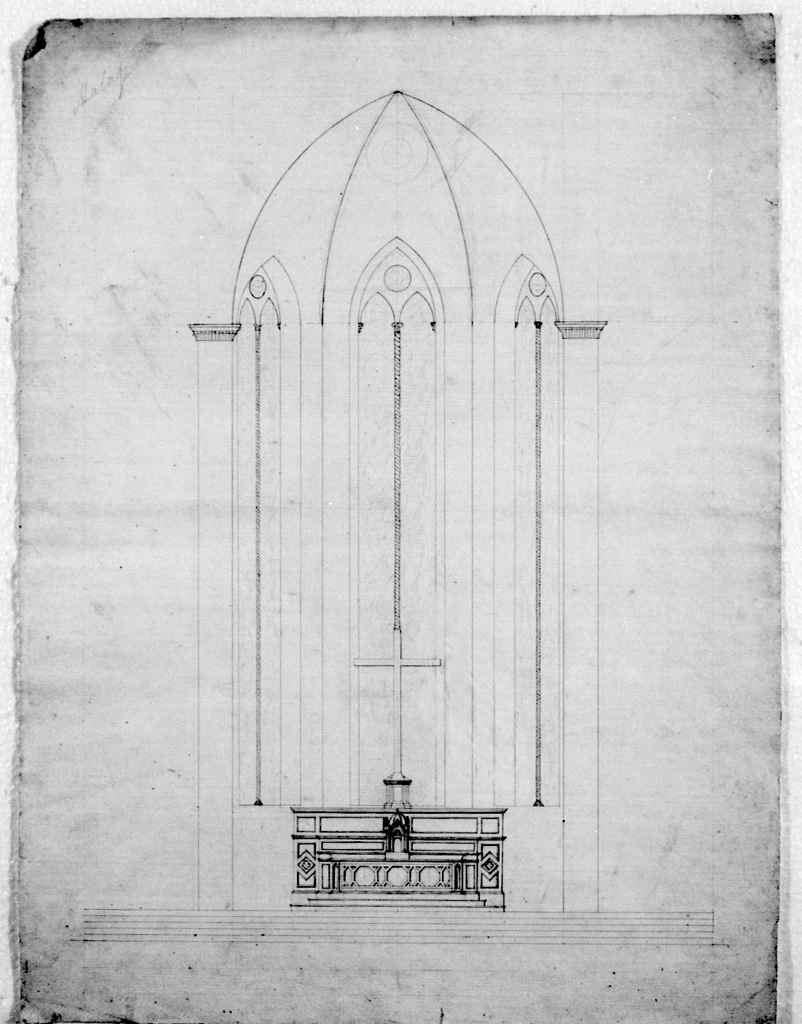 progetto per l'abside e l'altare maggiore della chiesa di S. Croce a Firenze (disegno architettonico) di Matas NiccolÃ² (metà sec. XIX)