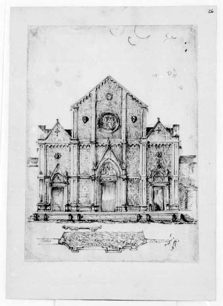 schizzo per la facciata della chiesa di S. Croce a Firenze (disegno architettonico) di Matas NiccolÃ² (attribuito) (sec. XIX)
