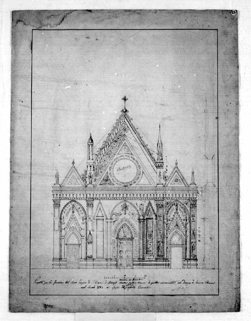 progetto per la facciata della chiesa di S. Croce a Firenze (disegno architettonico) di Veneziani Leopoldo (sec. XIX)