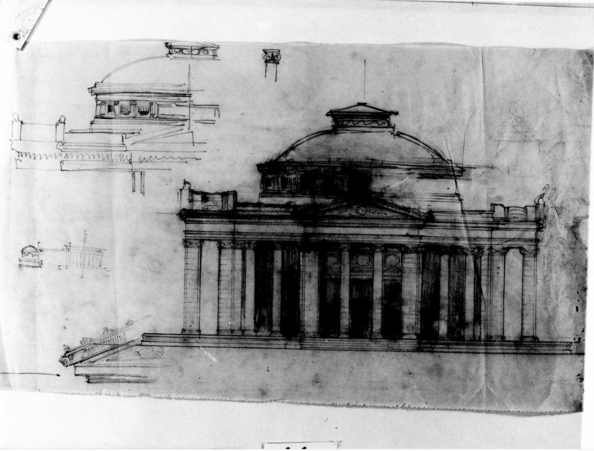 stabilimento termale Regina a Montecatini Terme (disegno architettonico, serie) di Brizzi Raffaello (sec. XX)