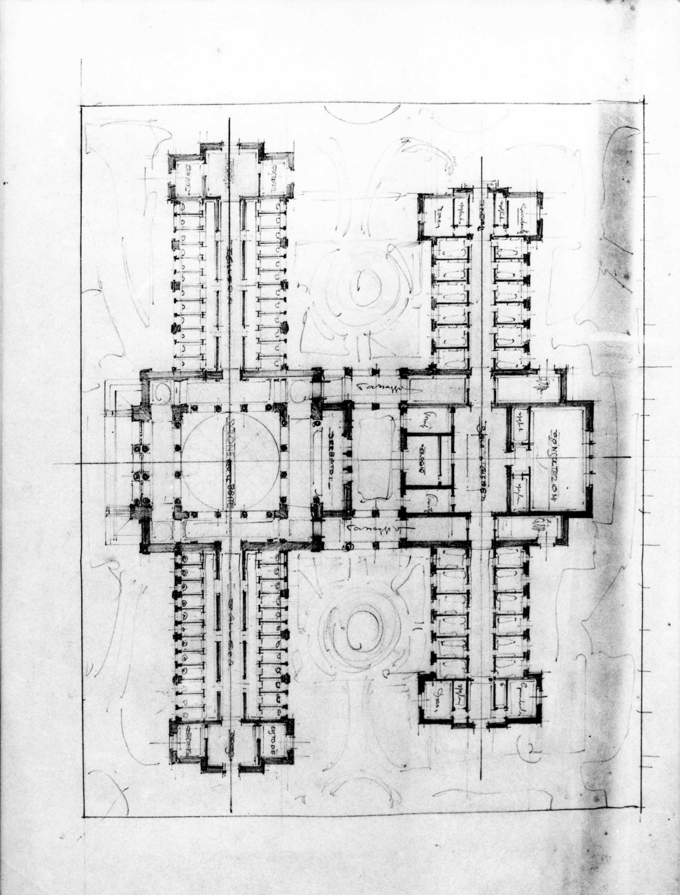stabilimento termale Regina a Montecatini Terme: pianta (disegno architettonico) di Brizzi Raffaello (sec. XX)