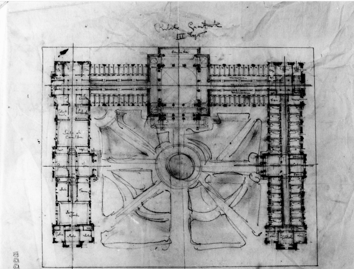 Bibite Gratuite III tipo, stabilimento termale Regina a Montecatini Terme: pianta (disegno architettonico) di Brizzi Raffaello (sec. XX)