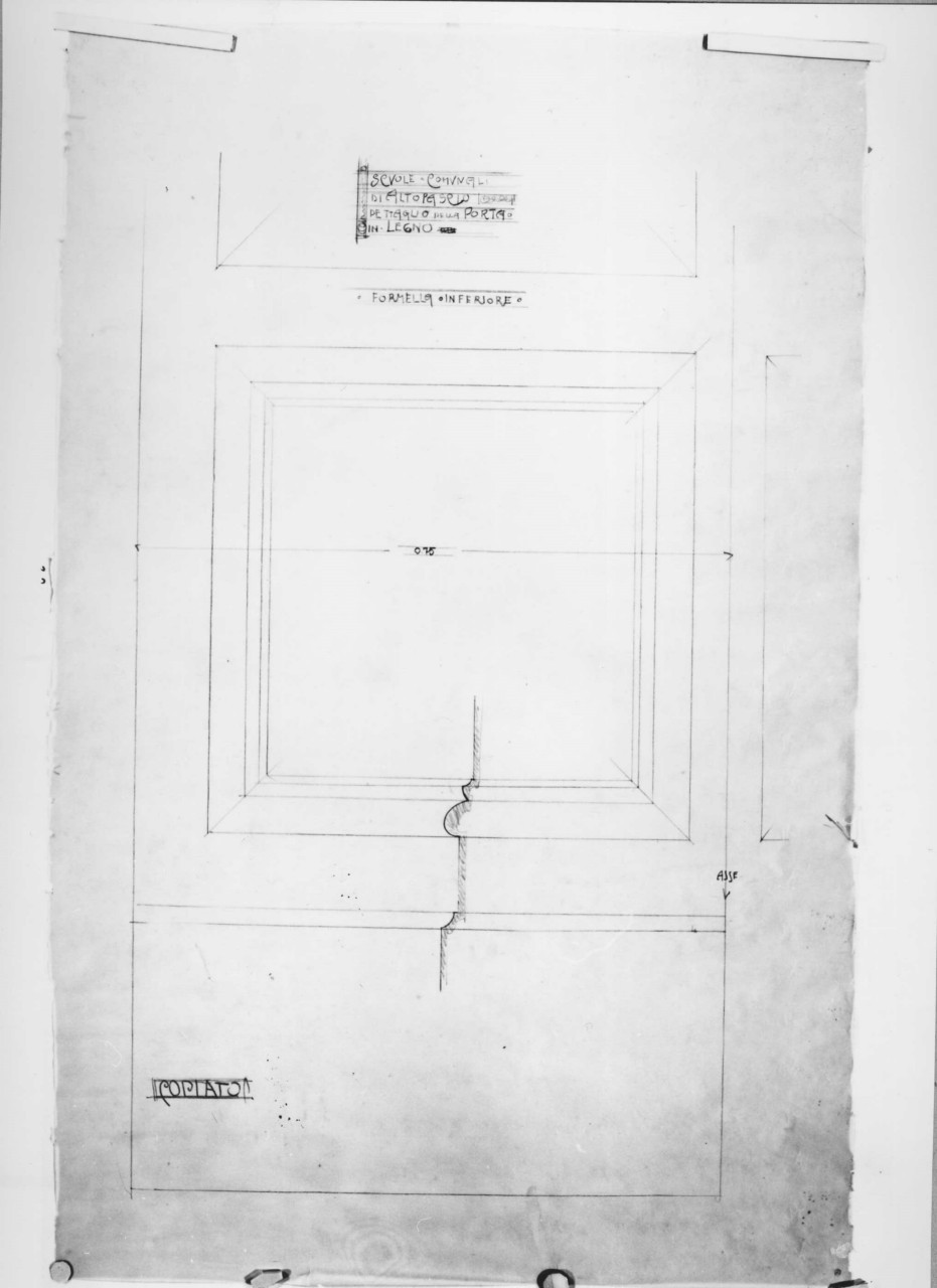 scuole comunali di Altopascio: dettaglio al vero dell'infisso di una delle porte (disegno architettonico) di Brizzi Raffaello (sec. XX)