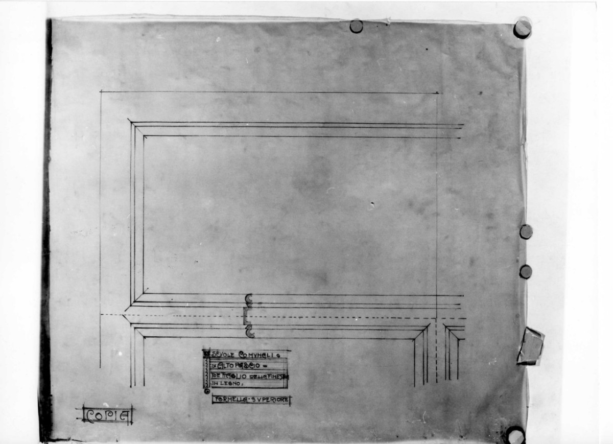 scuole comunali di Altopascio: dettaglio al vero dell'infisso di una delle finestre (disegno architettonico) di Brizzi Raffaello (sec. XX)