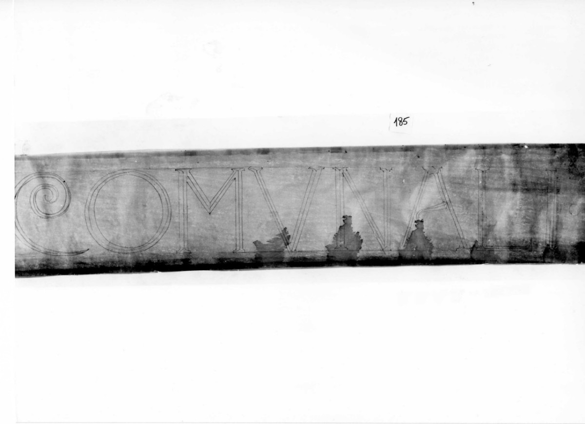 scuole comunali di Altopascio: dettaglio al vero di una iscrizioni della facciata (disegno architettonico) di Brizzi Raffaello (sec. XX)