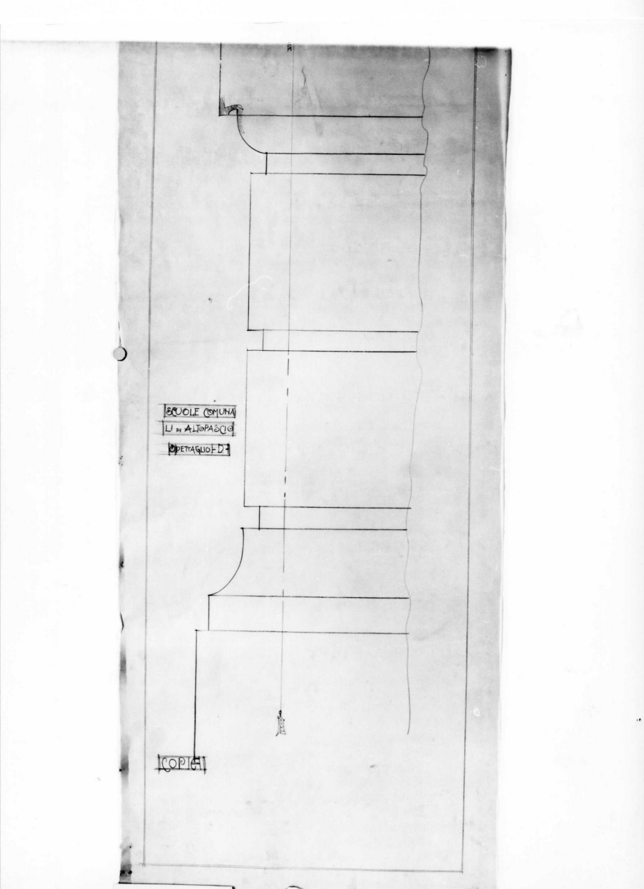 scuole comunali di Altopascio: dettaglio al vero dello zoccolo basamentale delle facciate (disegno architettonico) di Brizzi Raffaello (sec. XX)