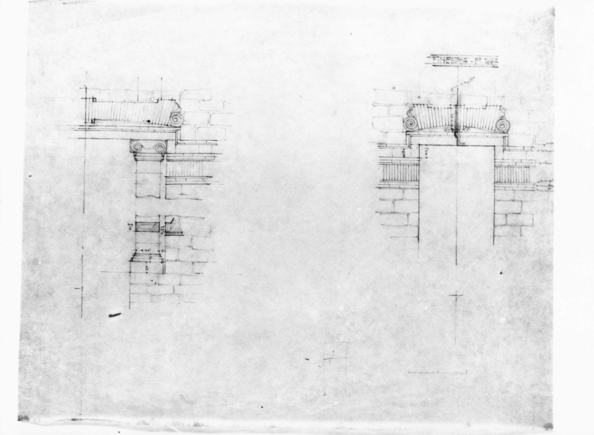 villino Campodonico a Firenze: dettagli quotati in scala 1:20 (disegno architettonico) di Brizzi Raffaello (primo quarto sec. XX)