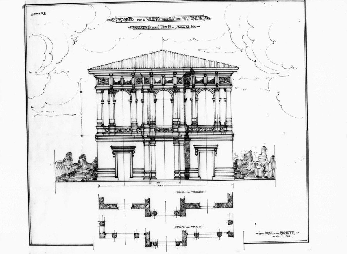 villino Giustiniani (disegno architettonico, serie) di Brizzi Raffaello (e aiuti) (sec. XX)