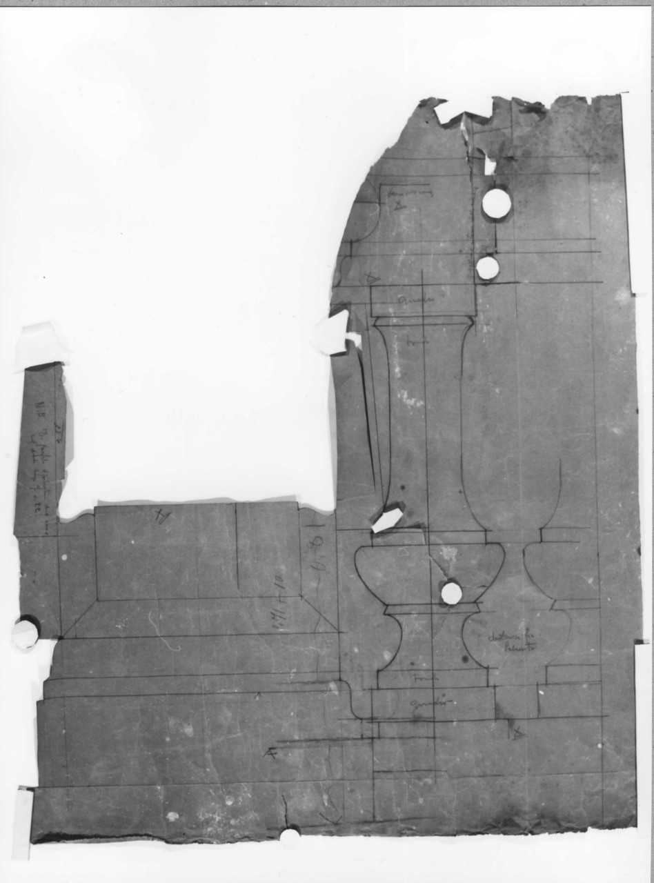 villino Guidi a Monsummano Terme: dettaglio del parapetto del balcone in scala 1:1 (disegno architettonico) di Brizzi Raffaello (primo quarto sec. XX)