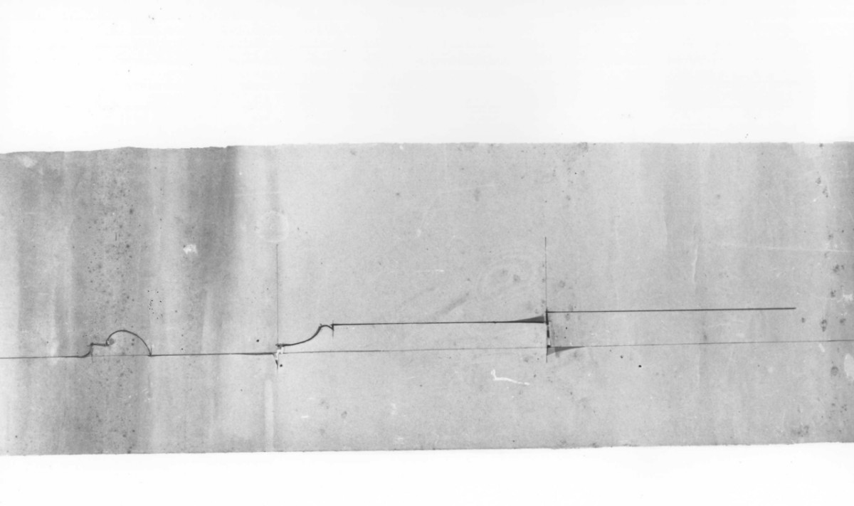 villino Guidi a Monsummano Terme: dettaglio della cornice sulle pareti del vestibolo d'ingresso, in scala 1:1 (disegno architettonico) di Brizzi Raffaello (primo quarto sec. XX)