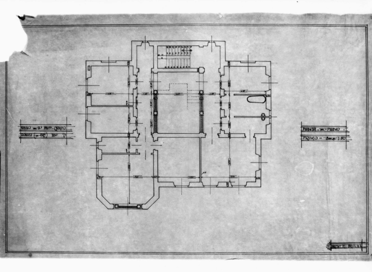 villino Campodonico a Firenze (disegno architettonico, serie) di Brizzi Raffaello (primo quarto sec. XX)