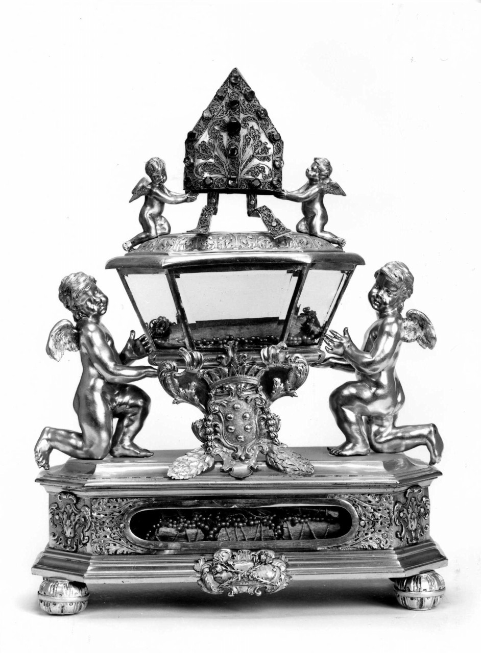 reliquiario a teca - a urna - bottega fiorentina (metà sec. XVII)