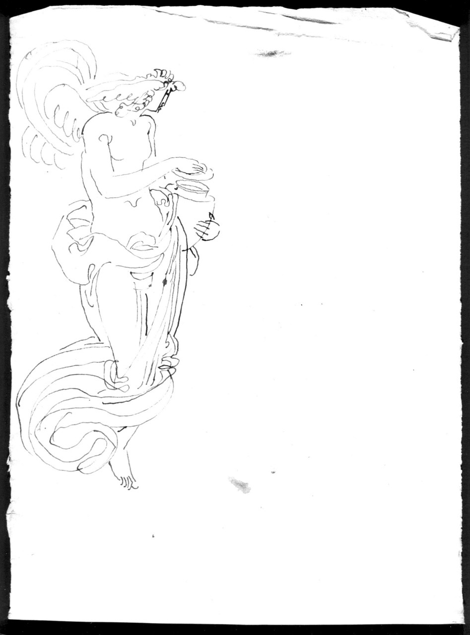 figura alata con un vaso (disegno) di Duranti Fortunato (prima metà sec. XIX)