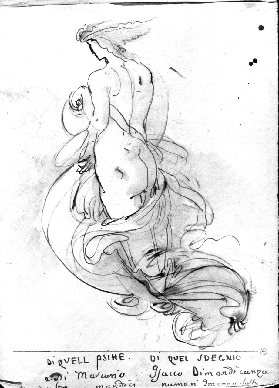 figura femminile di spalle seminuda (recto)/ la stessa in controparte con varianti (verso) (disegno) di Duranti Fortunato (prima metà sec. XIX)