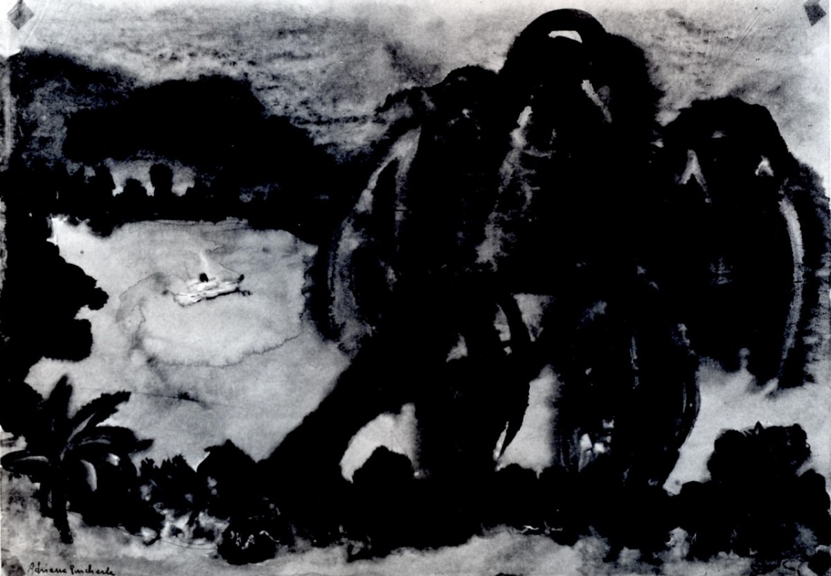 paesaggio (disegno) di Pincherle Adriana (metà sec. XX)