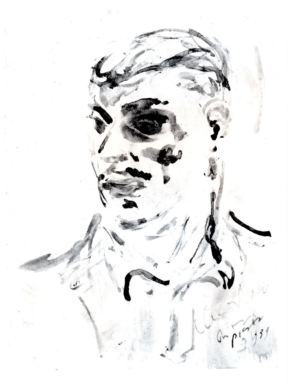 ritratto d'uomo (disegno) di De Pisis Filippo (sec. XX)
