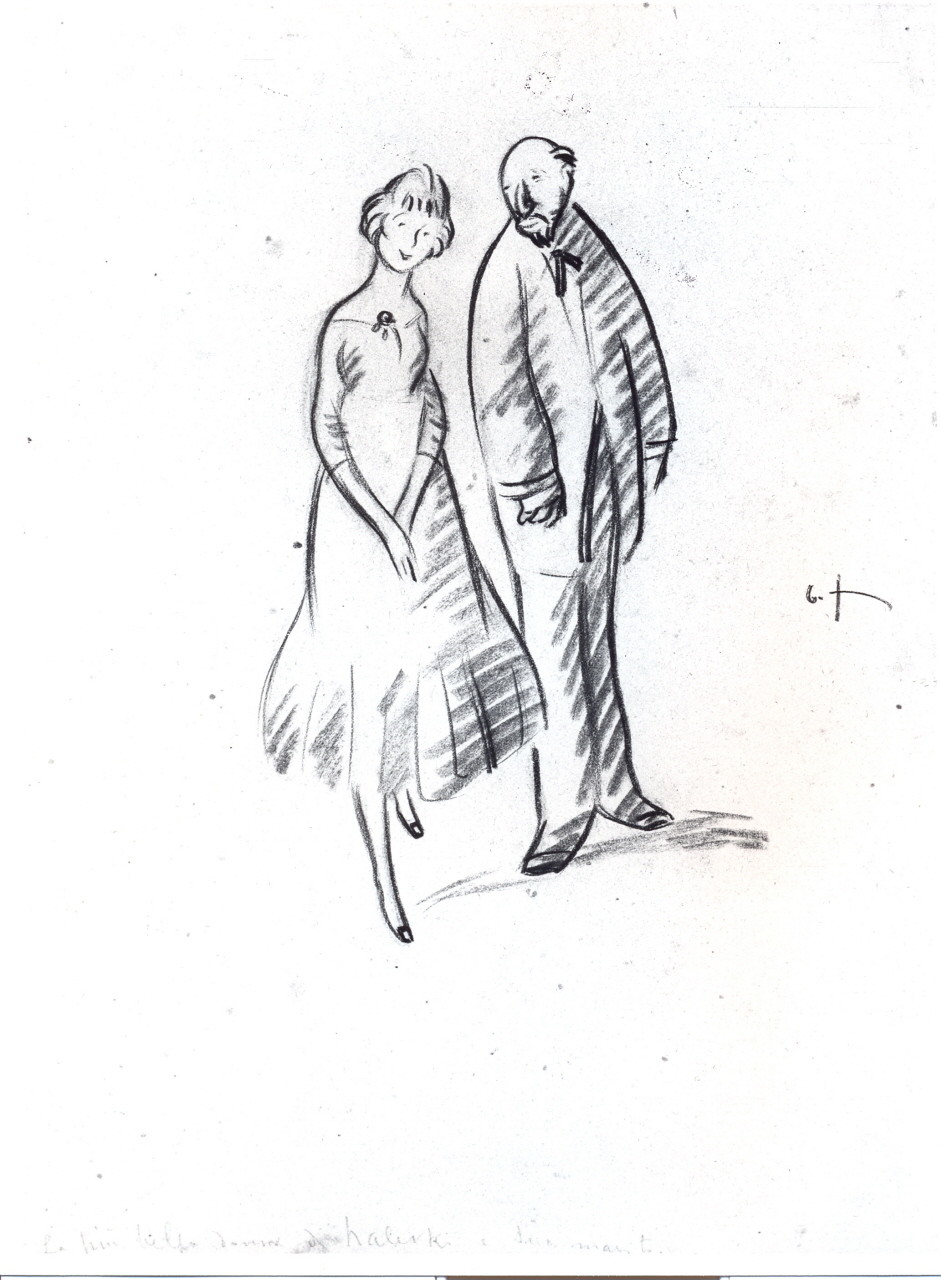 un uomo e una donna (disegno) di Fabiano B (primo quarto sec. XX)