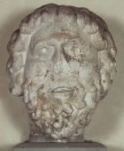 testa virile (scultura) - ambito fiorentino (prima metà sec. XIII)