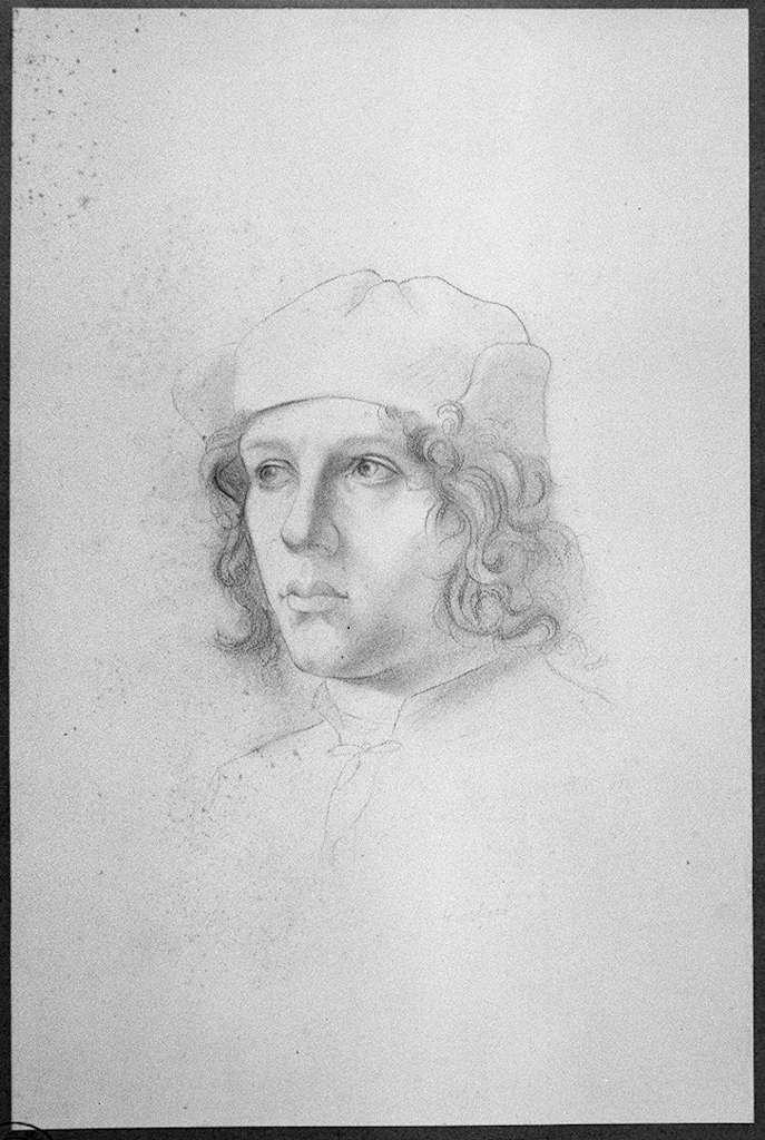 ritratto d'uomo con cappello (disegno) di Giuliani E (sec. XIX)
