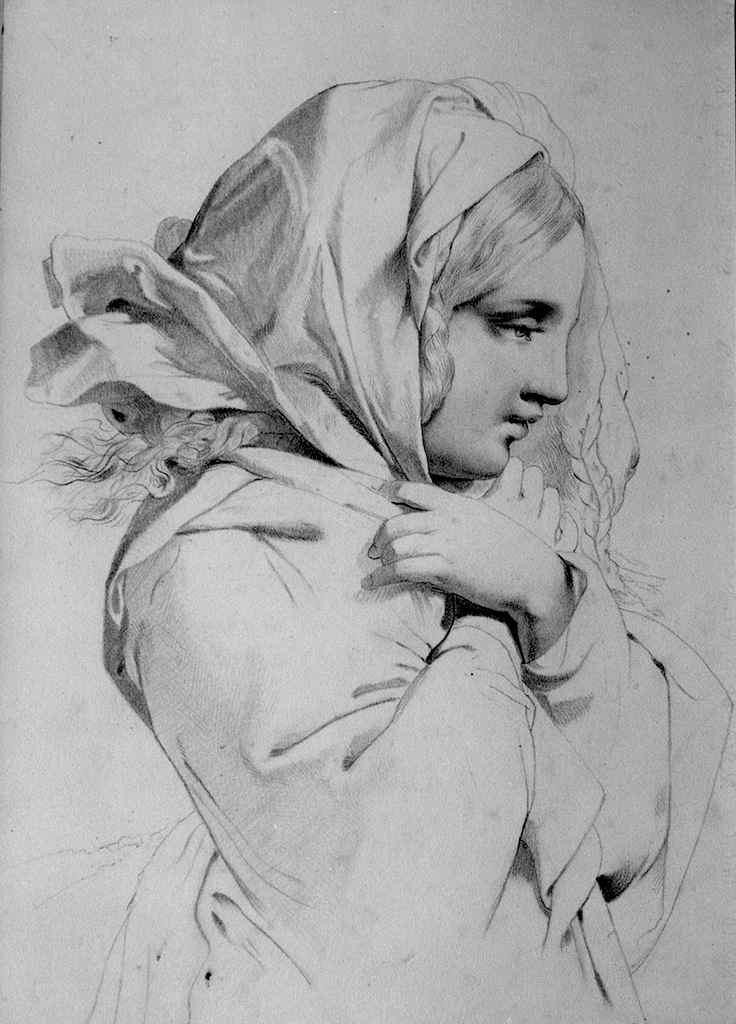 figura femminile velata (disegno) di Spadafora S (fine sec. XIX)