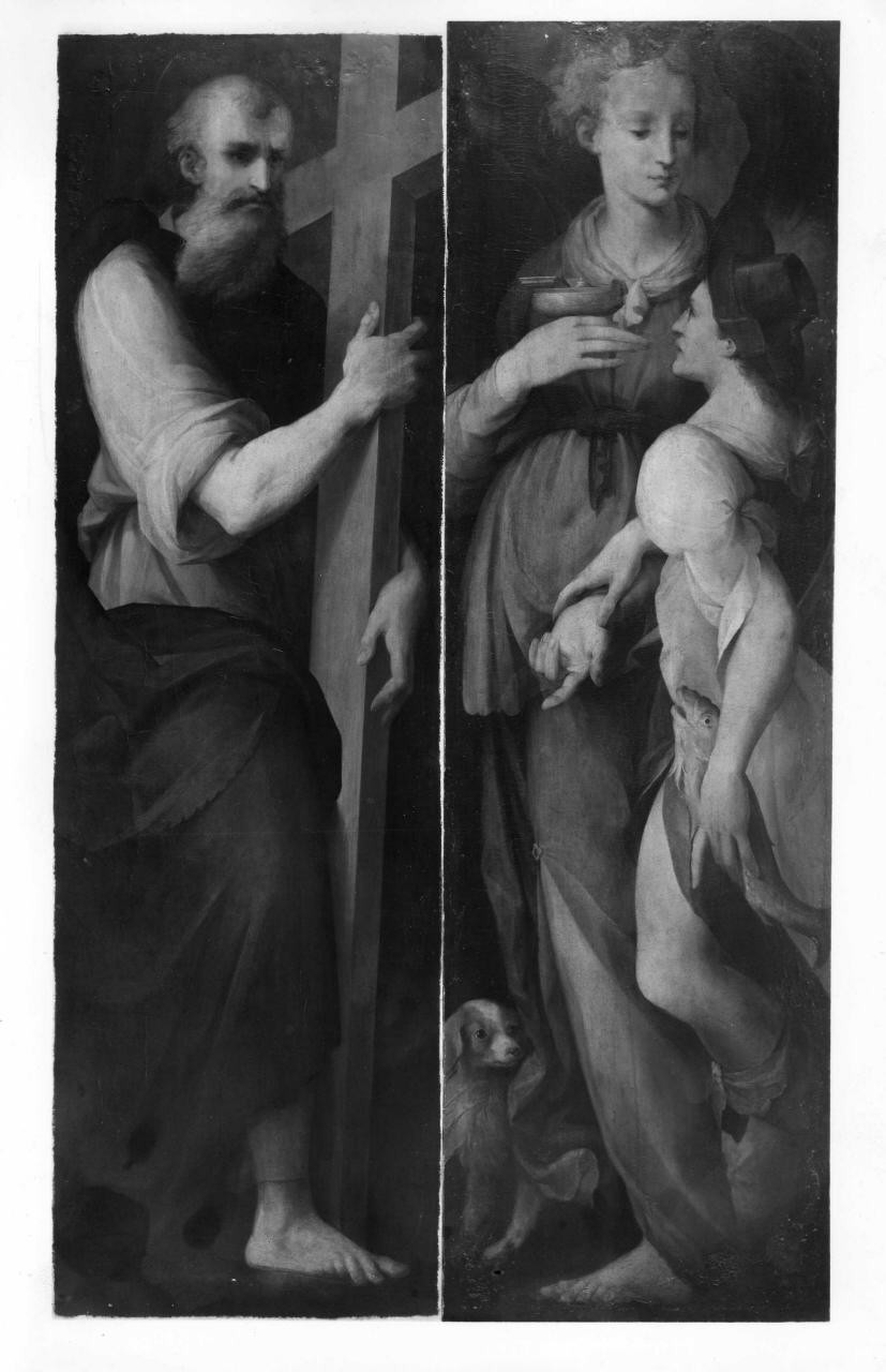 Tobia con San Raffaele acangelo e Sant' Andrea apostolo (dipinto) di Manzuoli Tommaso detto Maso da San Friano (sec. XVI)