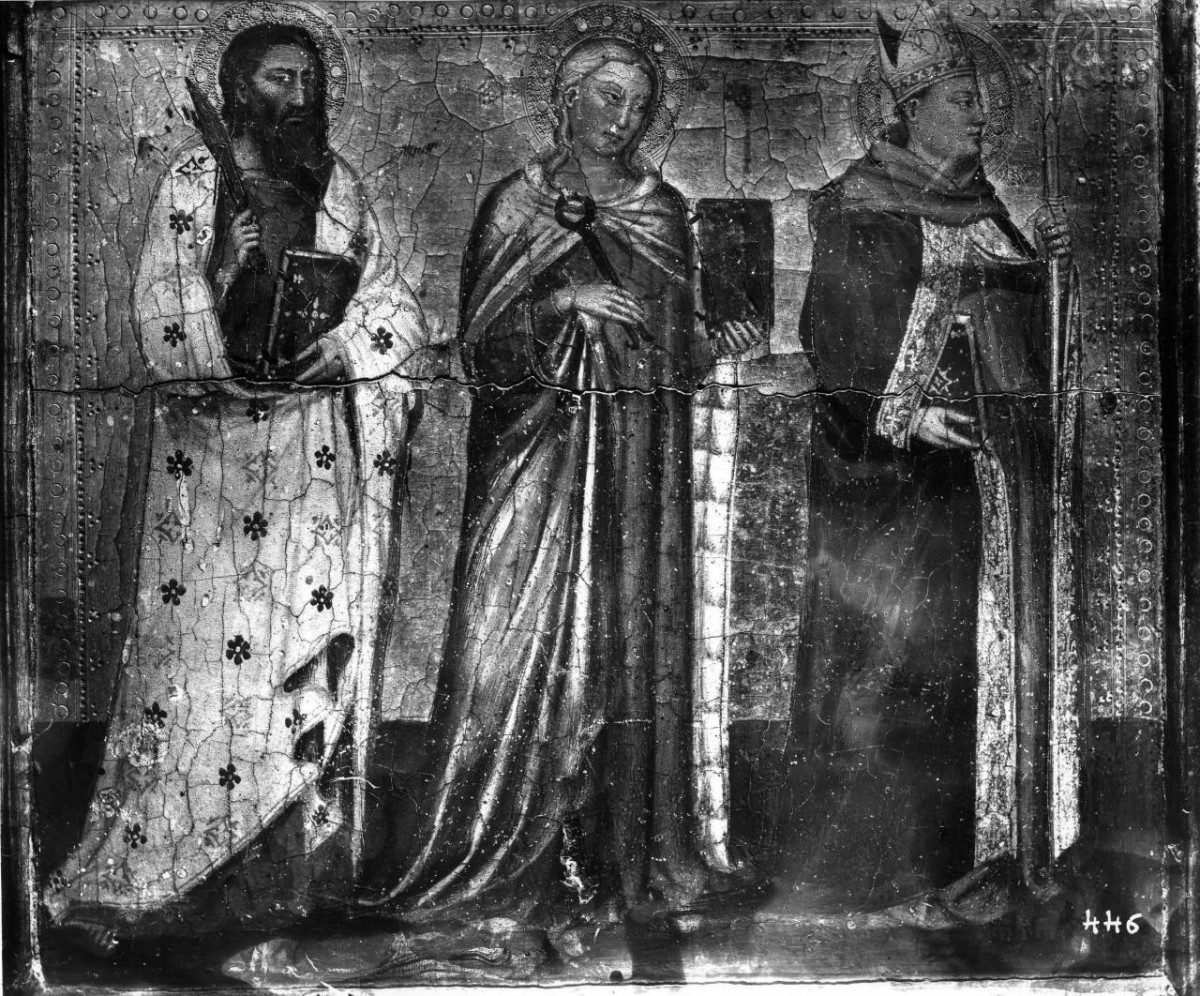 San Bartolomeo con Sant'Apollonia e San Ludovico di Tolosa (scomparto di predella) - ambito fiorentino (sec. XIV)