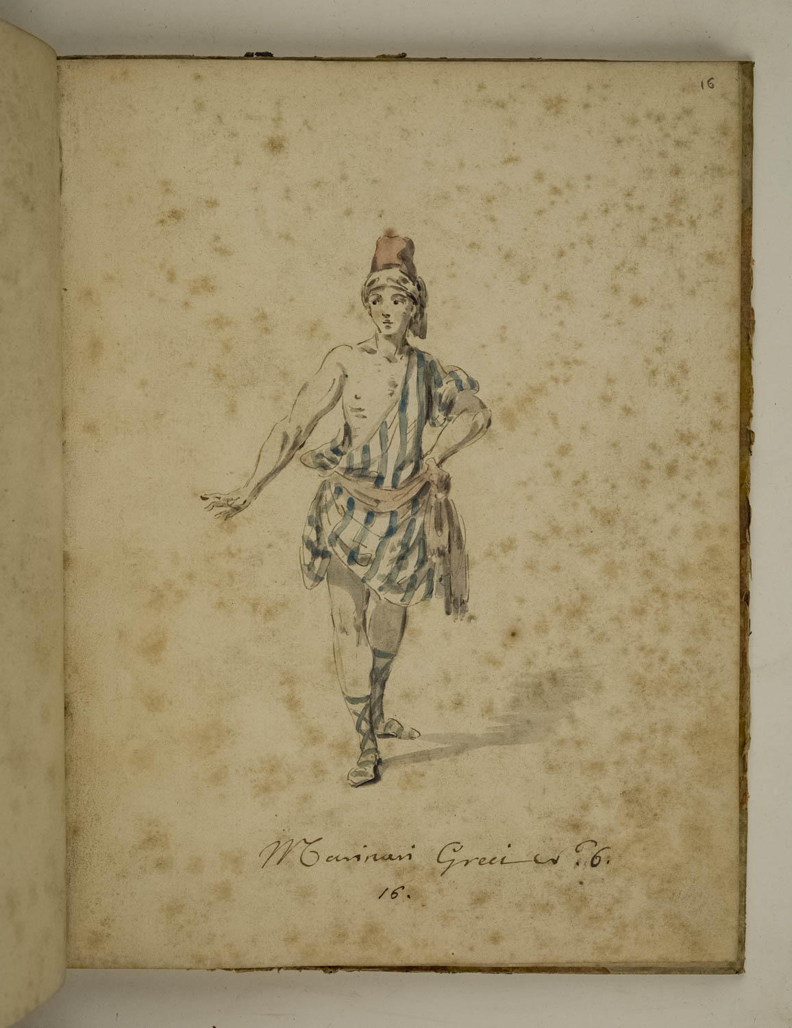 Marinai greci, figurino di costume teatrale per marinai greci (disegno) di Marini Leonardo (terzo quarto sec. XVIII)