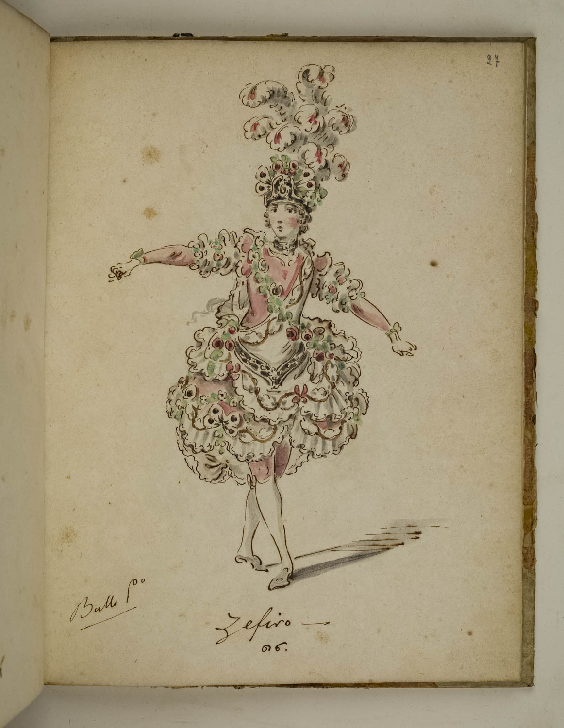 Zefiro, figurino di costume teatrale per personaggio maschile nel ruolo di Zefiro (disegno) di Marini Leonardo (terzo quarto sec. XVIII)