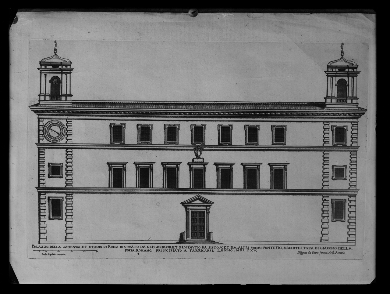 Ferrerio, Pietro - Palazzo della Sapienza <Roma> - Incisione - Sec. 17 (negativo) di laboratorio fotografico Soprintendenza Monumenti del Lazio (laboratorio) (secondo quarto XX)