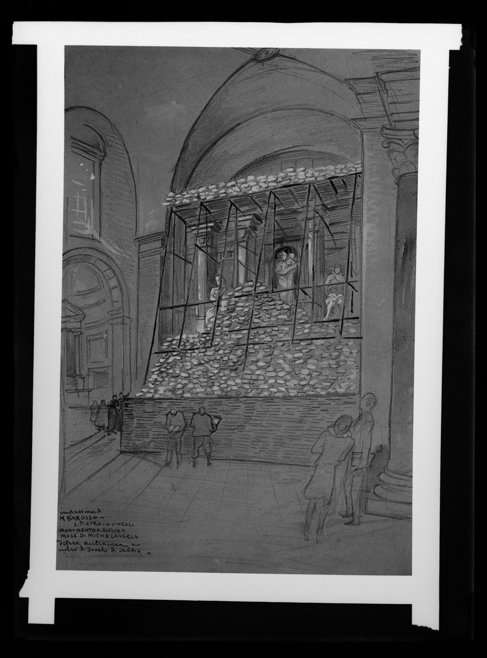 Tomba di Giulio 2. <Basilica di San Pietro in Vincoli; Roma> - Difesa antiaerea - Disegni (negativo) di laboratorio fotografico Soprintendenza Monumenti del Lazio (laboratorio) (terzo quarto XX)