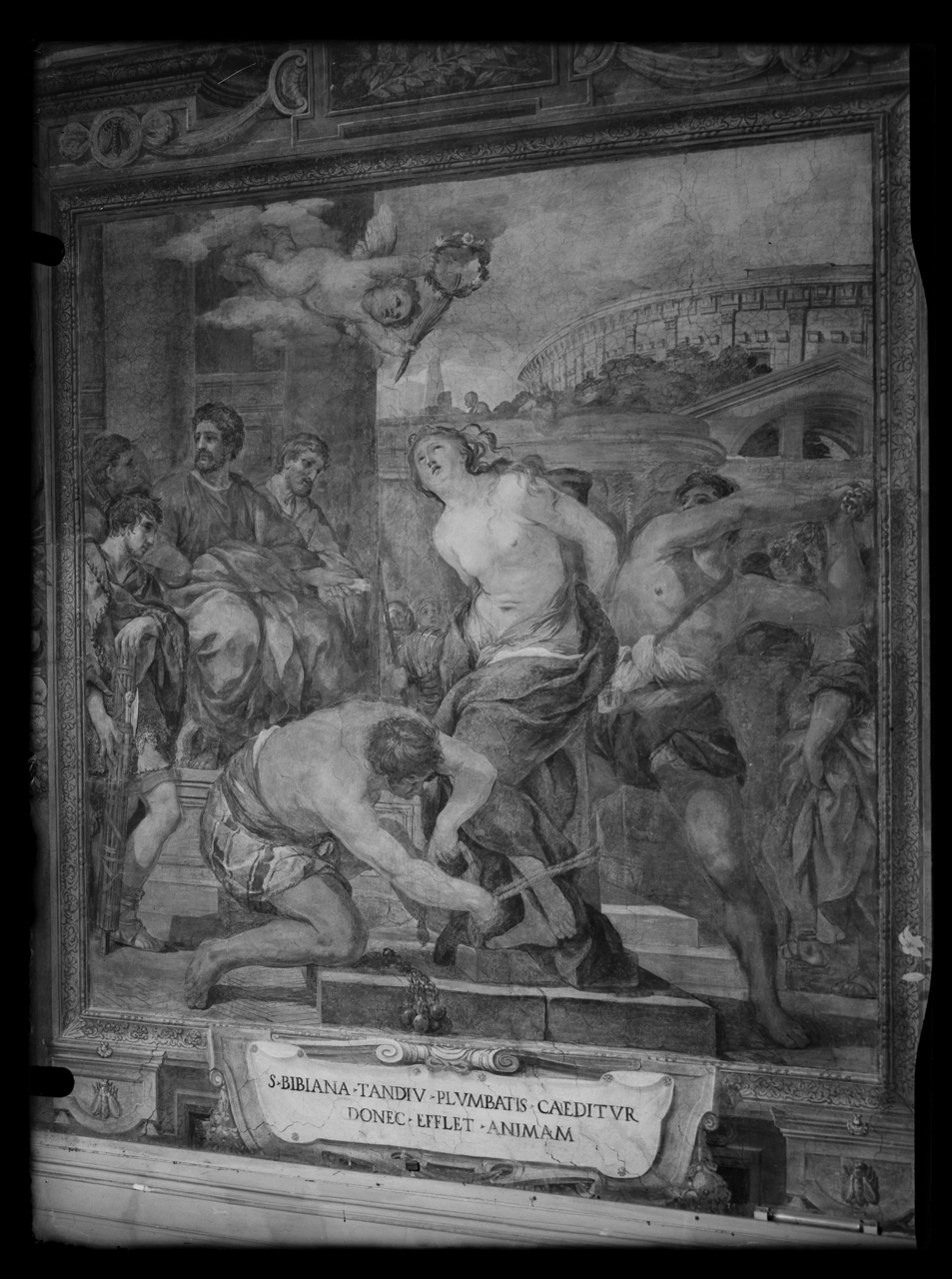 Pietro : da Cortona . Flagellazione di santa Bibiana <Chiesa di Santa Bibiana ; Roma> - Spazi interni - Affreschi (negativo) di laboratorio fotografico Soprintendenza Monumenti del Lazio (laboratorio) (terzo quarto XX)