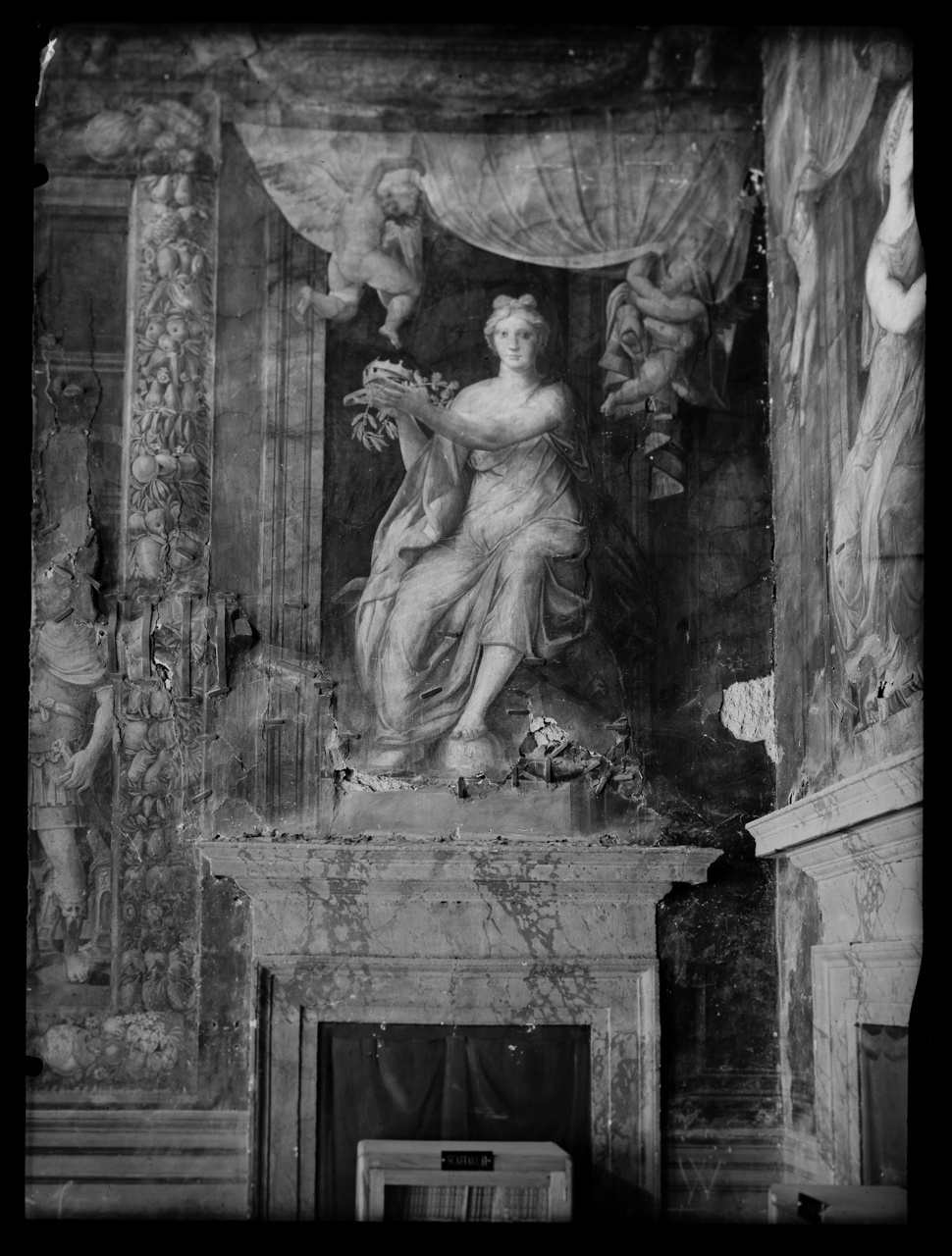 Del Colle, Raffaellino . Paolo III Farnese consegna le insegne crociate ad un soldato <Palazzo Rondinini ; Roma> - Dipinti murali - Affreschi - Sec. 16 (negativo) di laboratorio fotografico Soprintendenza Monumenti del Lazio (laboratorio) (terzo quarto XX)