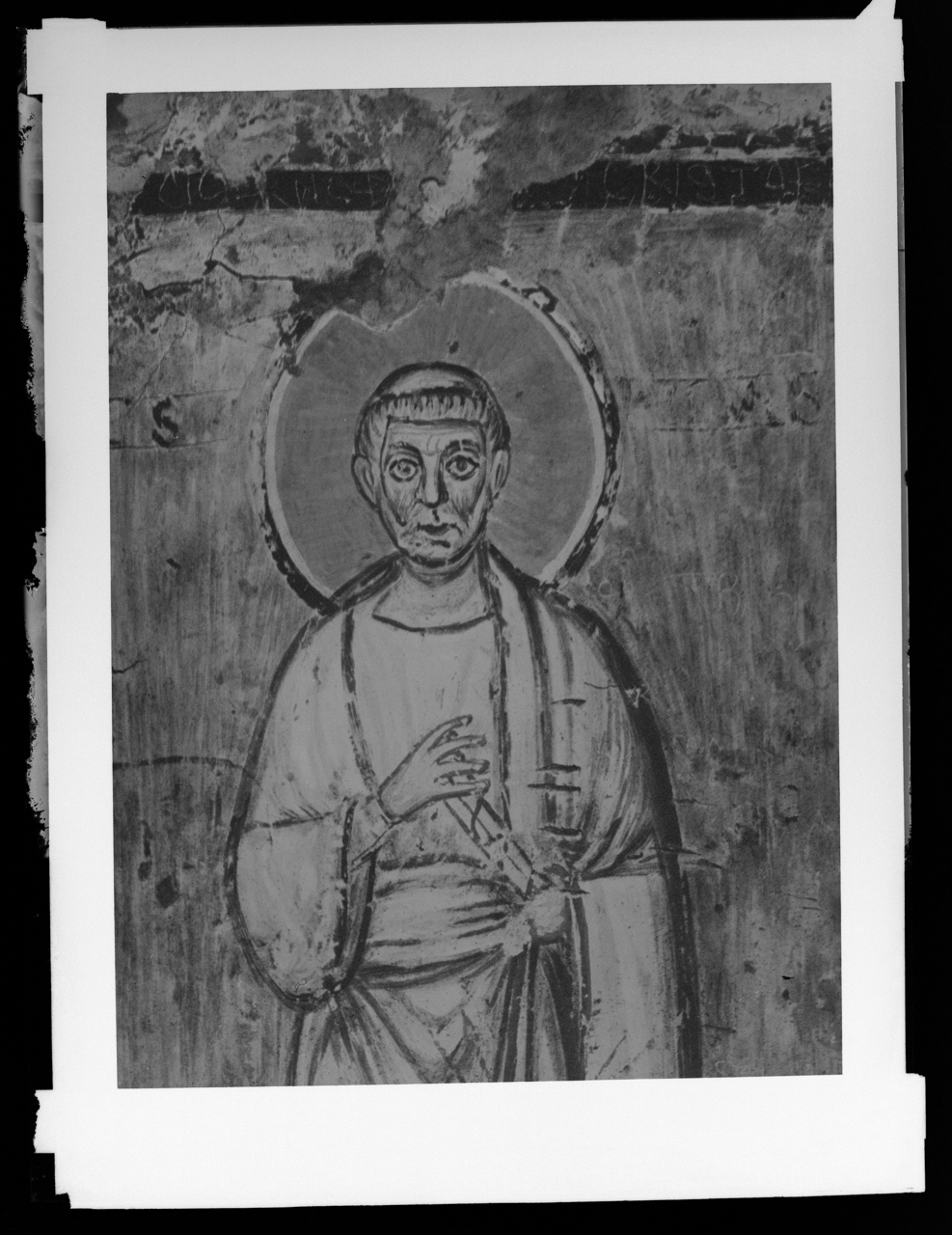 Santo <Basilica di San Lorenzo fuori le mura ; Roma> - Affreschi (negativo) di laboratorio fotografico Soprintendenza Monumenti del Lazio (laboratorio) (terzo quarto XX)