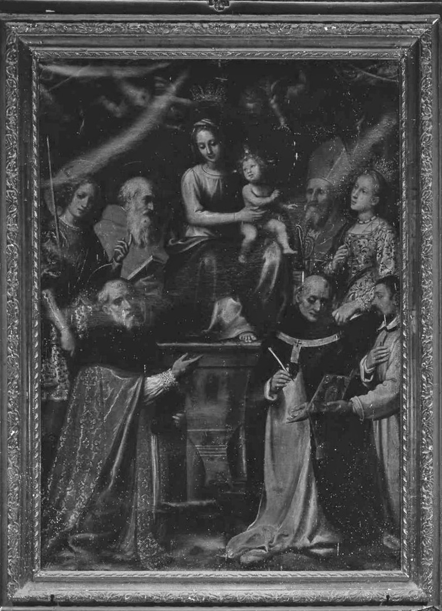 Madonna con Bambino e Santi (dipinto) di Curradi Francesco detto Battiloro (sec. XVII)