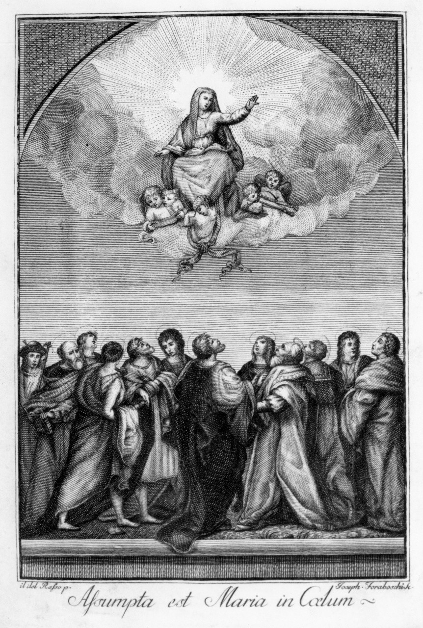 assunzione della Madonna (stampa) di Foraboschi Giuseppe, Rosso Fiorentino (primo quarto sec. XIX)