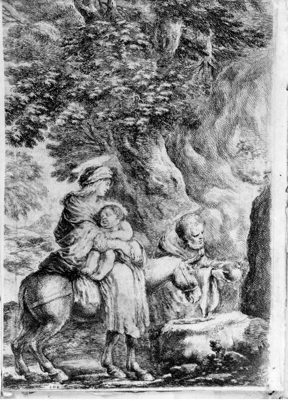 fuga in Egitto (stampa smarginata) di Della Bella Stefano (sec. XVII)