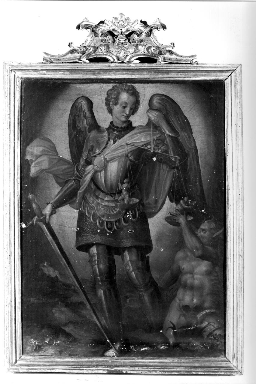 San Michele Arcangelo pesa le anime (dipinto) di Naldini Giovanni Battista (cerchia) (sec. XVI)