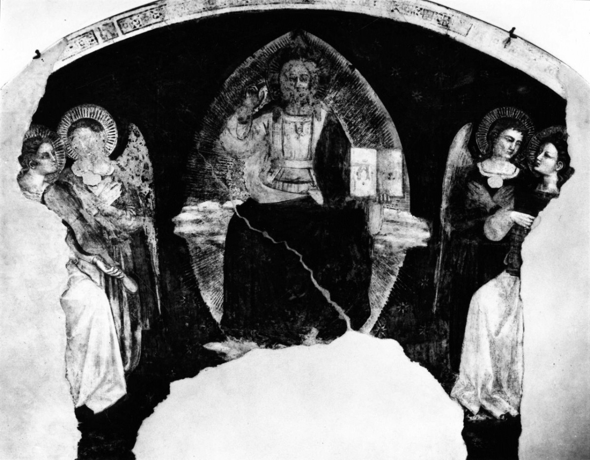 Cristo in maestà (dipinto murale staccato) di Orcagna Andrea (bottega) (sec. XIV)